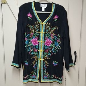 Diane Gilman 100% Silk Tunic Blouse Large
